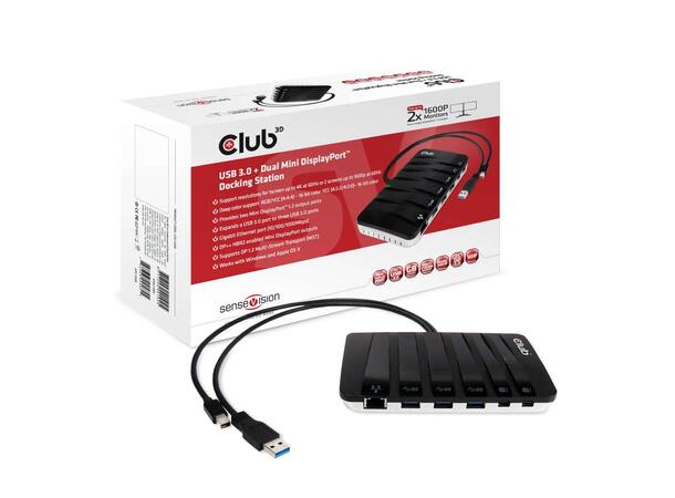 Club3D USB 3.0 + Dual Mini DisplayPort™ MST Docking Station