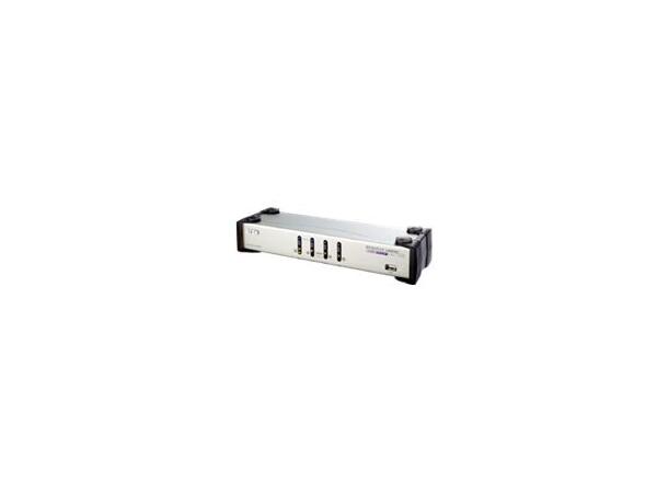 Aten KVM  4-PC 1-Bruker CS1744C Switch Box, Dual-VGA, USB, Lyd.