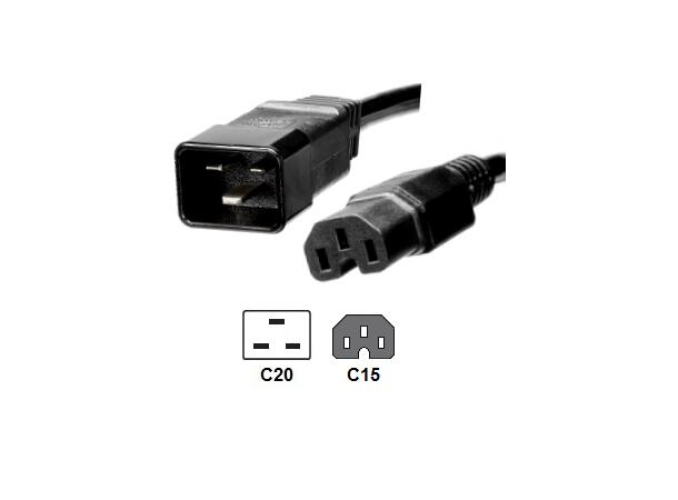LinkIT strømkabel C15(C13)/C20 svart 1m 3 x1,50mm² | LSZH