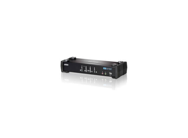 Aten KVM  4-PC 1-Bruker CS1764A Switch Box, DVI-I, USB, Lyd
