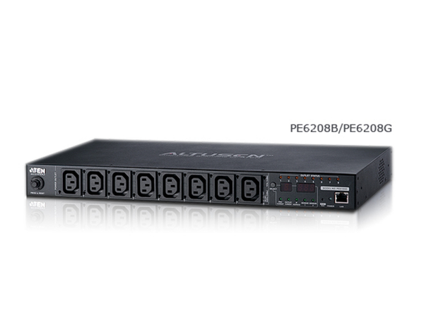 Aten Eco PDU IP 8-Port PE6208G 1U Rack plass, 16 AMP, 7xC13, 1xC19