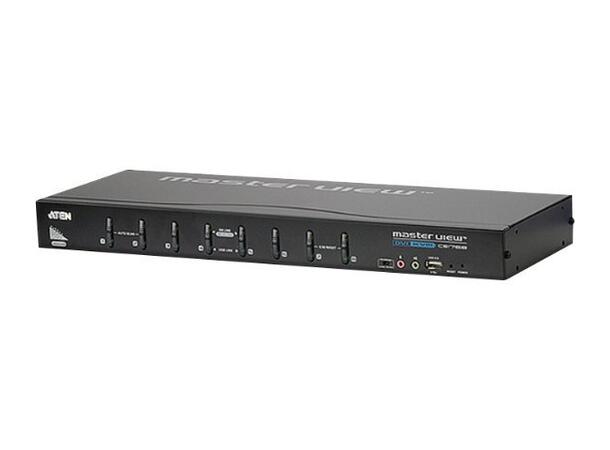 Aten KVM  8-PC 1-Bruker Rack CS1768 Switch Box, DVI-I, 1xVGA, USB, Lyd
