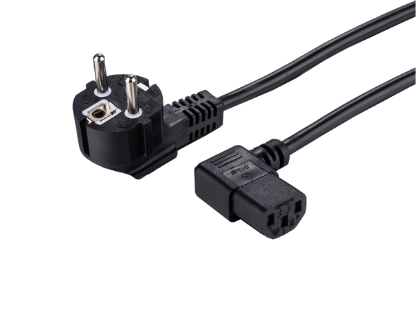 LinkIT strømkabel CEE 7/7 - C13 svart 2m vinklet | 3x0,75mm² | PVC