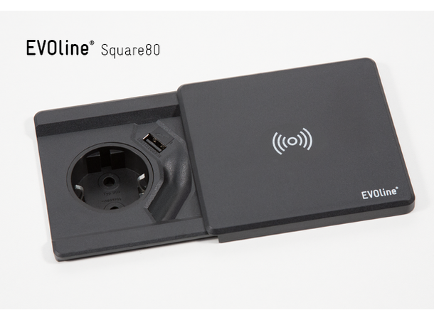 EVOline Square80 sort 1x Power | 1x 1000mA USB-C