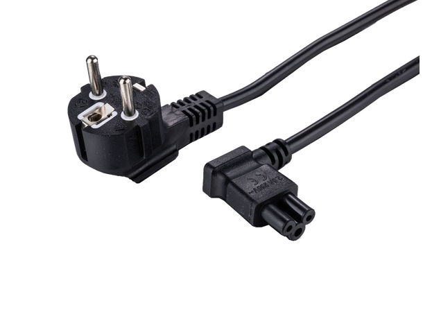 LinkIT strømkabel CEE 7/7 - C5 svart 3m PVC | Vinklet Schuko/C5 | 3 x 0,75 mm²