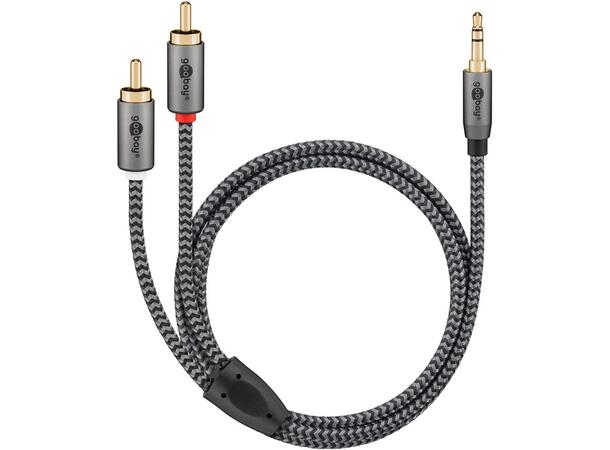 OEM Lydkabel 3,5mm - 2xRCA 5 m Myk, feksibel kabel, gold-plated contact