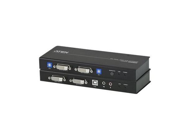 Aten KVM Extender USB CE604 Dual-DVI-D, RS-232, lyd, 60m