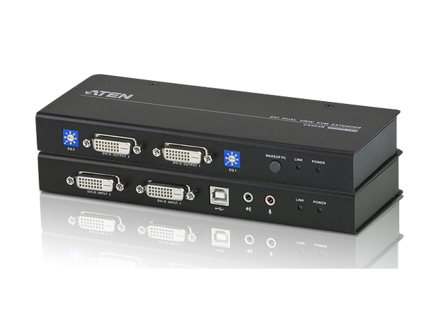Aten KVM Extender USB CE604 Dual-DVI-D | RS-232 | lyd | 60m