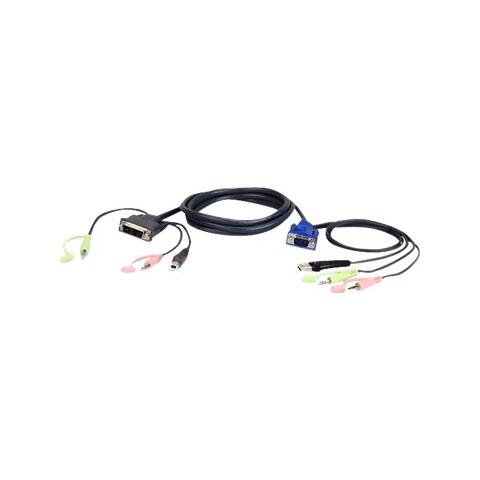 Aten KVM kabel 3m 2L-7DX3U USB VGA to DVI-A KVM Cable w Audio