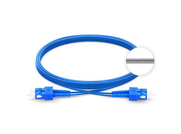 LinkIT Fiberpatch armert OS2 SC/SC 100 m Flettet stålkappe 9/125 duplex LSZH blå