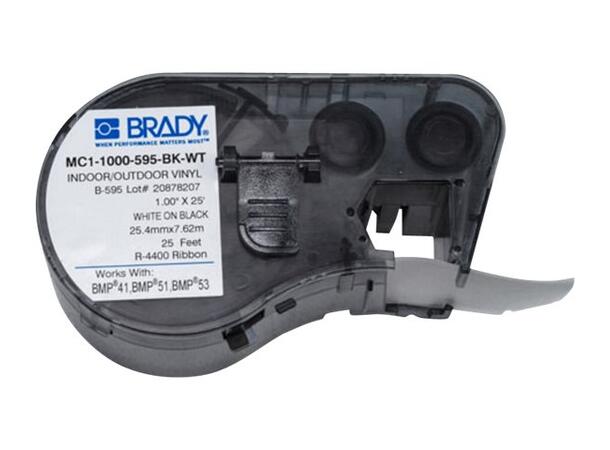 Brady MC1-1000-595-BK-WT Sort vinyl tape Hvit text