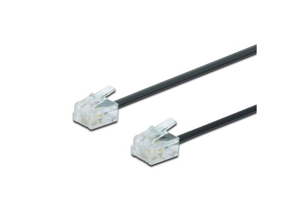 DCI Teleledning RJ11/RJ11 (6/4), 0,2 m 4-veis flat kabel, 0,2m, svart