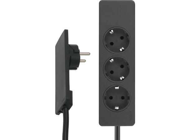 EVOline® Plug 16A skjøteledning | 3 uttak | Sort 