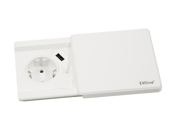 EVOline® Square80 hvit 1x stikk | 1x 1000mA | USB lader 