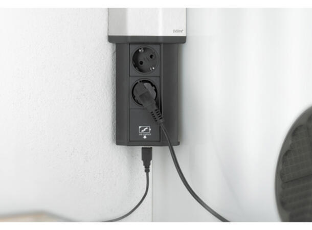 EVOline® V-Port 3x stikk Sort & Børstet Aluminium 