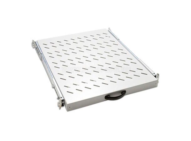 Lande 19" Uttrekkbar hylle 1U D570 Grå Feste foran/bak | 530-610mm | 30kg 