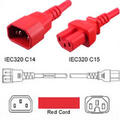 LinkIT strømkabel C15/C14 rød 3m 3 x 1,00mm² | PVC