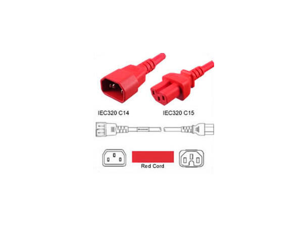 LinkIT strømkabel C15/C14 rød 3m 3 x 1,00mm² | PVC