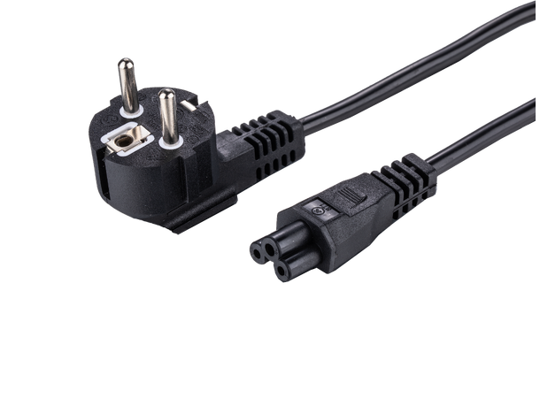 LinkIT strømkabel CEE 7/7 - C5 svart 2m Vinklet Schuko til C5 | 3x1,00mm² | LSZH