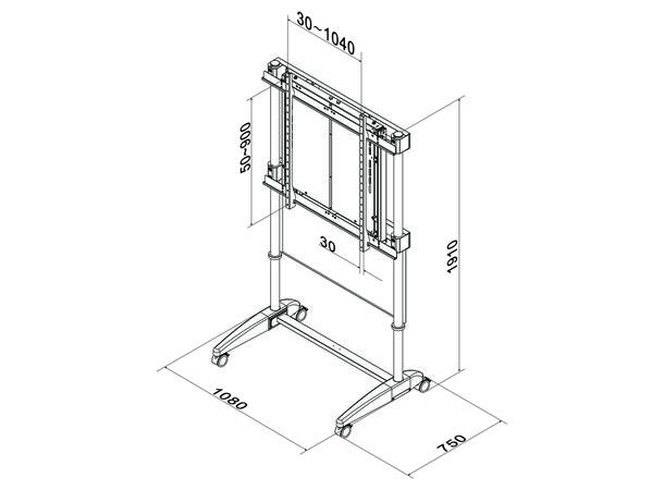 Multibrackets Gulvstativ Counterbalanced Svart, HD 60-90kg, 1040x900, 32-110" 