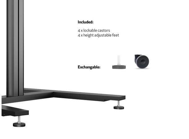 Multibrackets Gulvtralle 110 Tilt&Table Sort, 80Kg, 700x400, 32-55" 