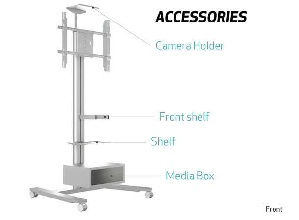 Multibrackets Gulvtralle 180 HD Single Sølv, 60Kg, 800x500, 55-80" 