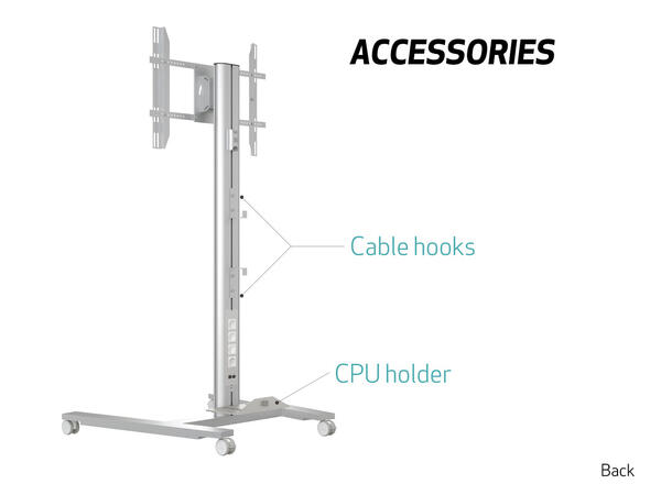 Multibrackets Gulvtralle 180 HD Single Sølv, 60Kg, 800x500, 55-80" 