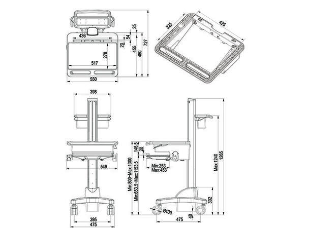 Multibrackets Medisin tralle NB Tralle for Laptop,tastatur og mus 
