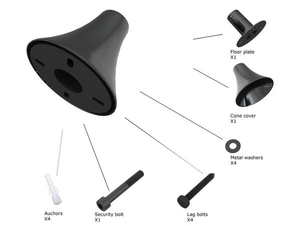 Multibrackets Pro Floor to ceiling Wall plate, Black 