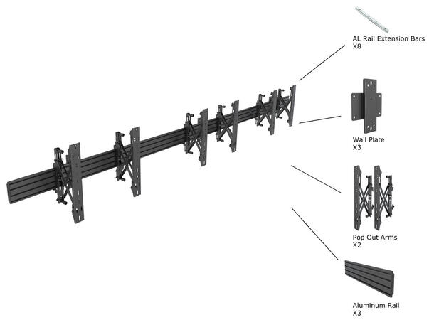 Multibrackets Veggfeste Pro MBW3U popout 600x400, 30Kg per skjerm, 40"-65" 