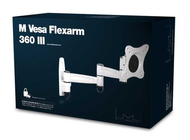 Multibrackets Veggfeste flexarm 360 III Svart, VESA 75 100 200, 15Kg