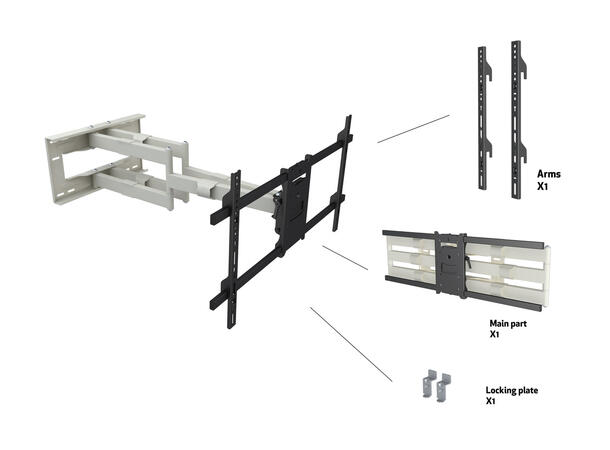 Multibrackets Veggfeste long reach HD Hvit, VESA 800x400, 60kg, 91cm, 50-90" 