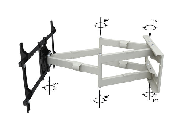 Multibrackets Veggfeste long reach HD Hvit, VESA 800x400, 60kg, 91cm, 50-90" 