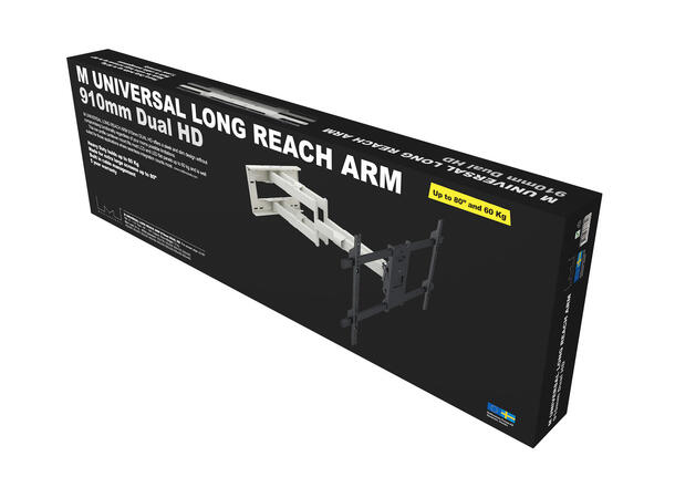 Multibrackets Veggfeste long reach HD Hvit, VESA 800x400, 60kg, 91cm, 50-90" 