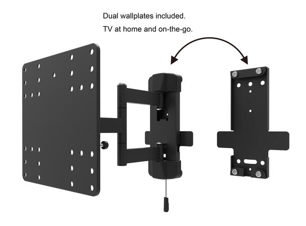 Multibrackets Veggfeste motion Outdoor Sort, 20Kg, maks vesa 200x200 