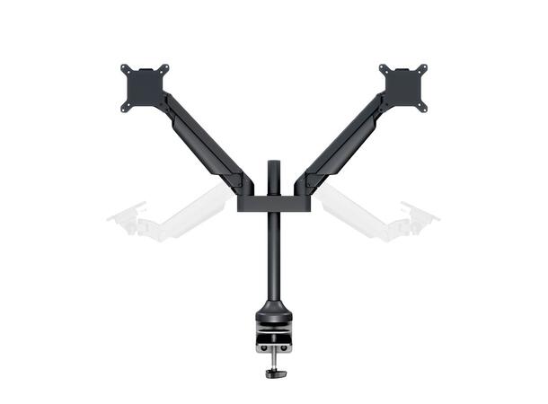 Multibrackets bordstativ gass arm dual Sort , VESA 75, 100, 20Kg, 15-32" 