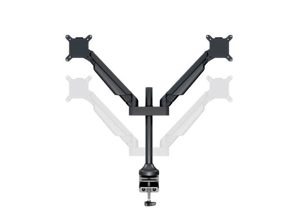 Multibrackets bordstativ gass arm dual Sort , VESA 75, 100, 20Kg, 15-32" 