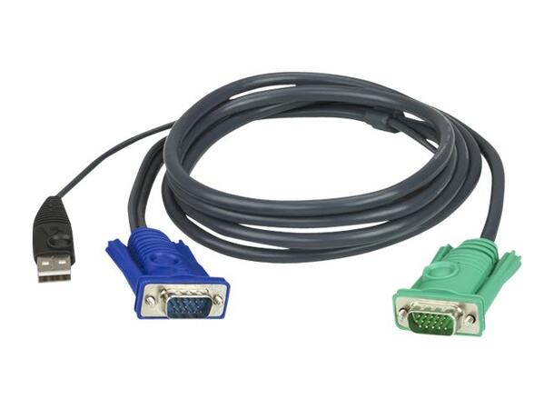 Aten KVM kabel type USB 1,2m, 2L-5201U USB Han, VGA Han - KVM port
