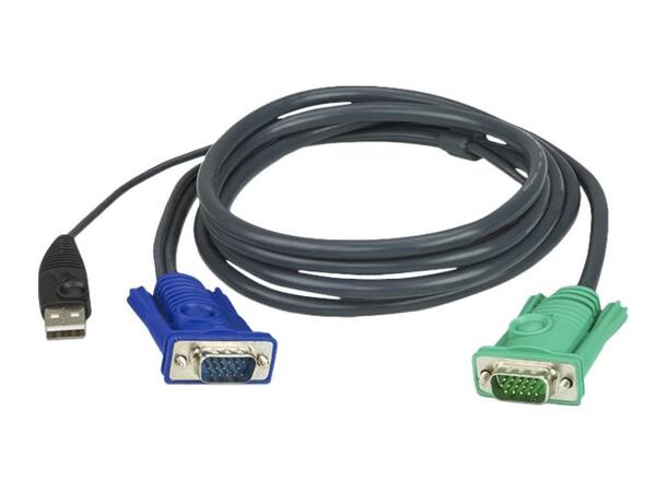 Aten KVM kabel type USB   1,8m, 2L-5202U USB Han, VGA Han - KVM port