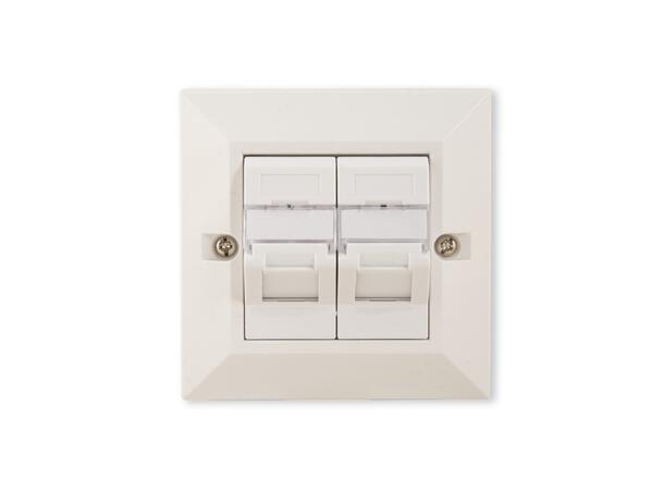LinkIT Cat.6/6A UTP Wall box 2 x RJ45 32mm deep | 86x86mm | Keystone 