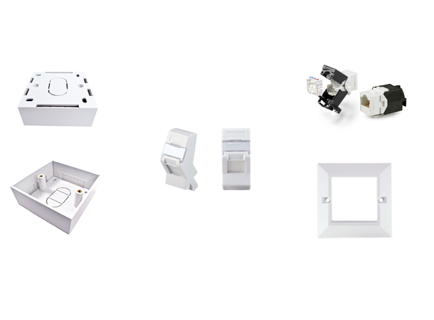 LinkIT Cat.6/6A UTP Wall box 2 x RJ45 32mm deep | 86x86mm | Keystone 