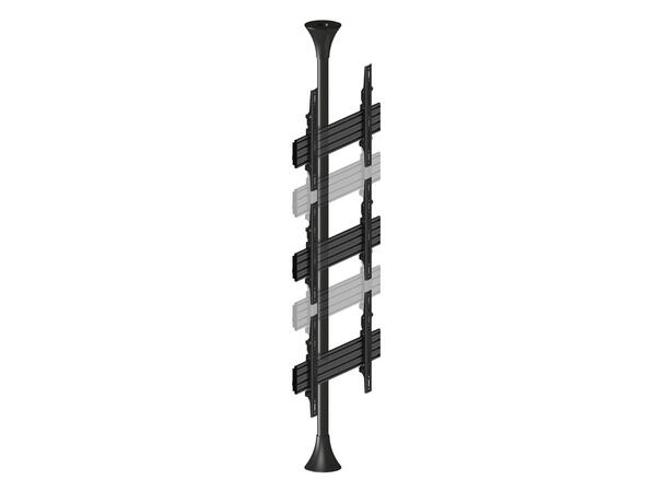 Multibrackets Gulv/tak feste trippel Maks VESA 600x400, 30kg per skjerm, Sort 
