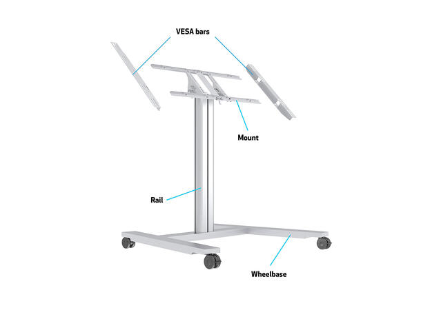 Multibrackets Gulvtralle 110 HD Sølv, 80Kg, 700x400, 32-55" 