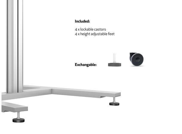 Multibrackets Gulvtralle 110 HD Sølv, 80Kg, 700x400, 32-55" 