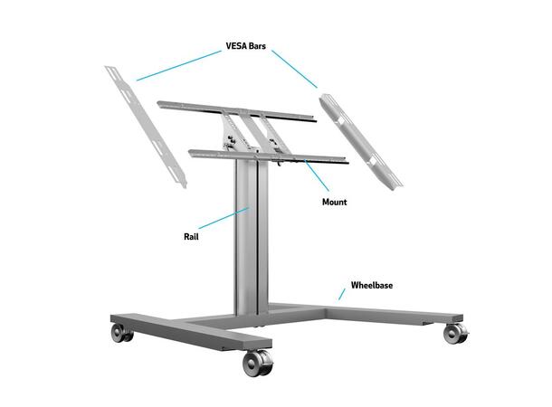 Multibrackets Gulvtralle 80 HD Sølv, 32-55", 700x400, 90Kg 