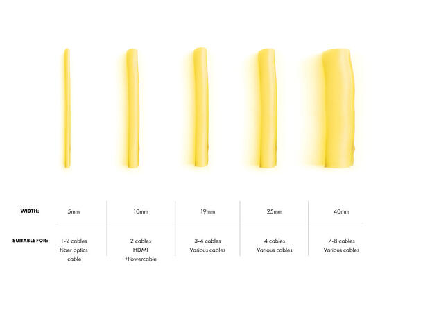 Multibrackets Kabelstrømpe, Gul,  5 mm Selvlukkende, 25 m kartong 