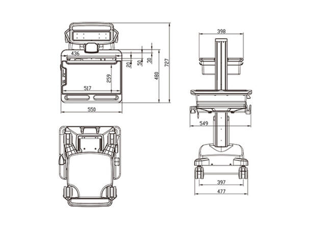 Multibrackets Medisin tralle NB UPS Tralle for Laptop,tastatur og mus 