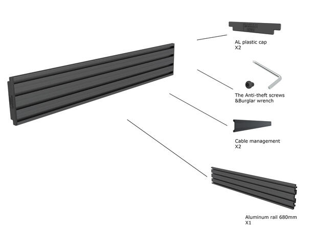 Multibrackets Pro Screen Rail 68cm sort 
