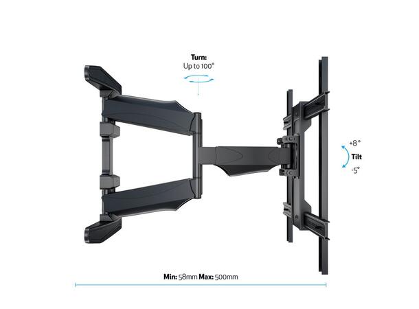 Multibrackets Veggfeste Flexarm XL Svart, 600x400, 68Kg, 40-86" 