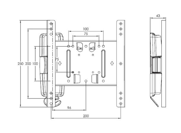 Multibrackets Veggfeste T/T S2 Svart, 200x200, , 25kg, 14cm, 15-32" 